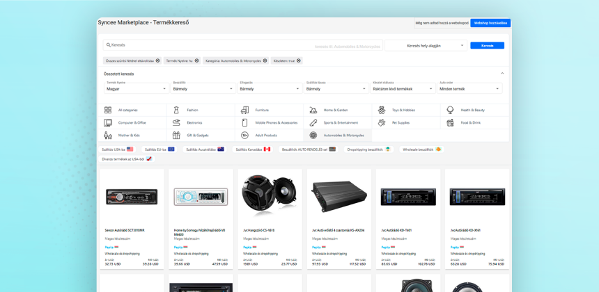 Termékek keresése a Syncee Marketplace-en