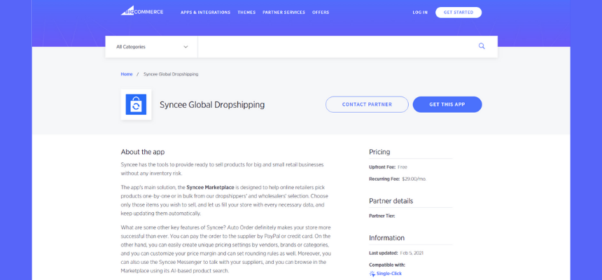 Syncee app on BigCommerce