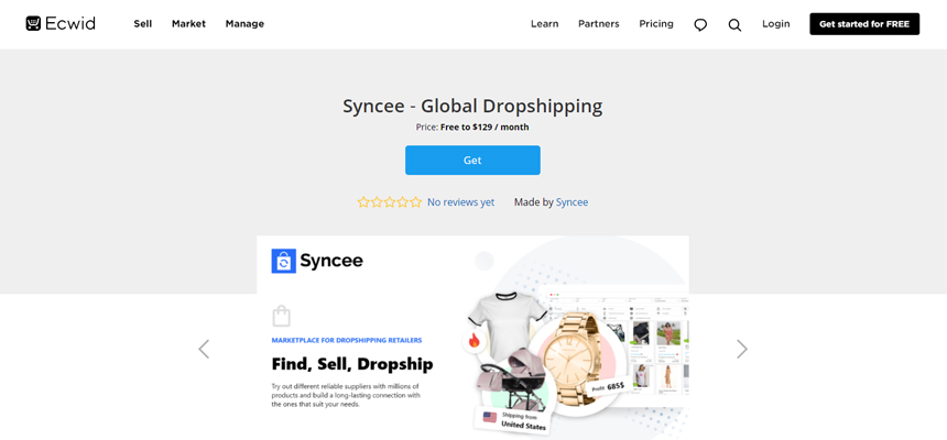 Syncee on Ecwid to start an Ecwid dropshipping store