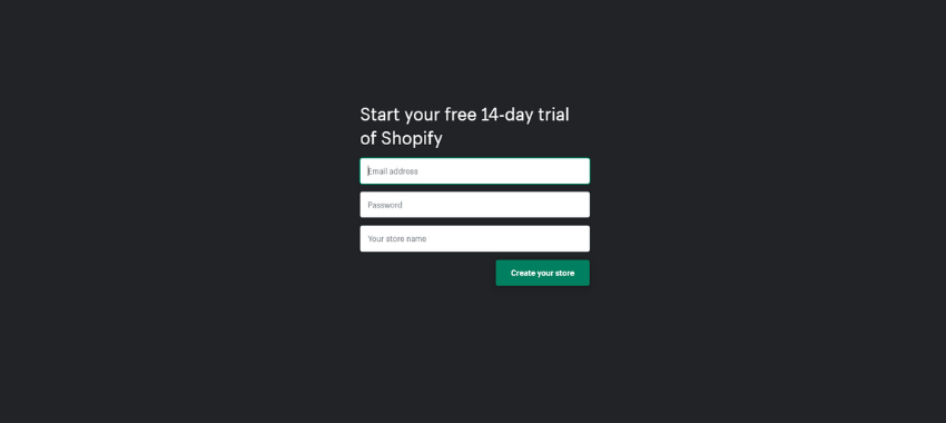 Start your 14-day trial for free and start selling on Shopify
