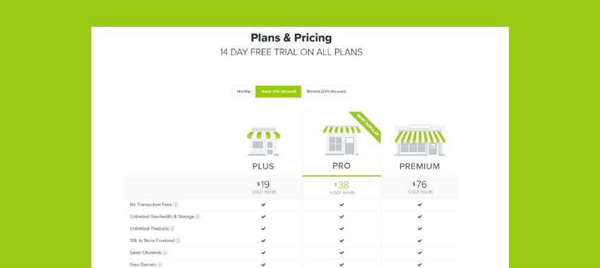 Jumpseller plans and pricing