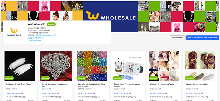 Dropship Wish Wholesale Products with Syncee